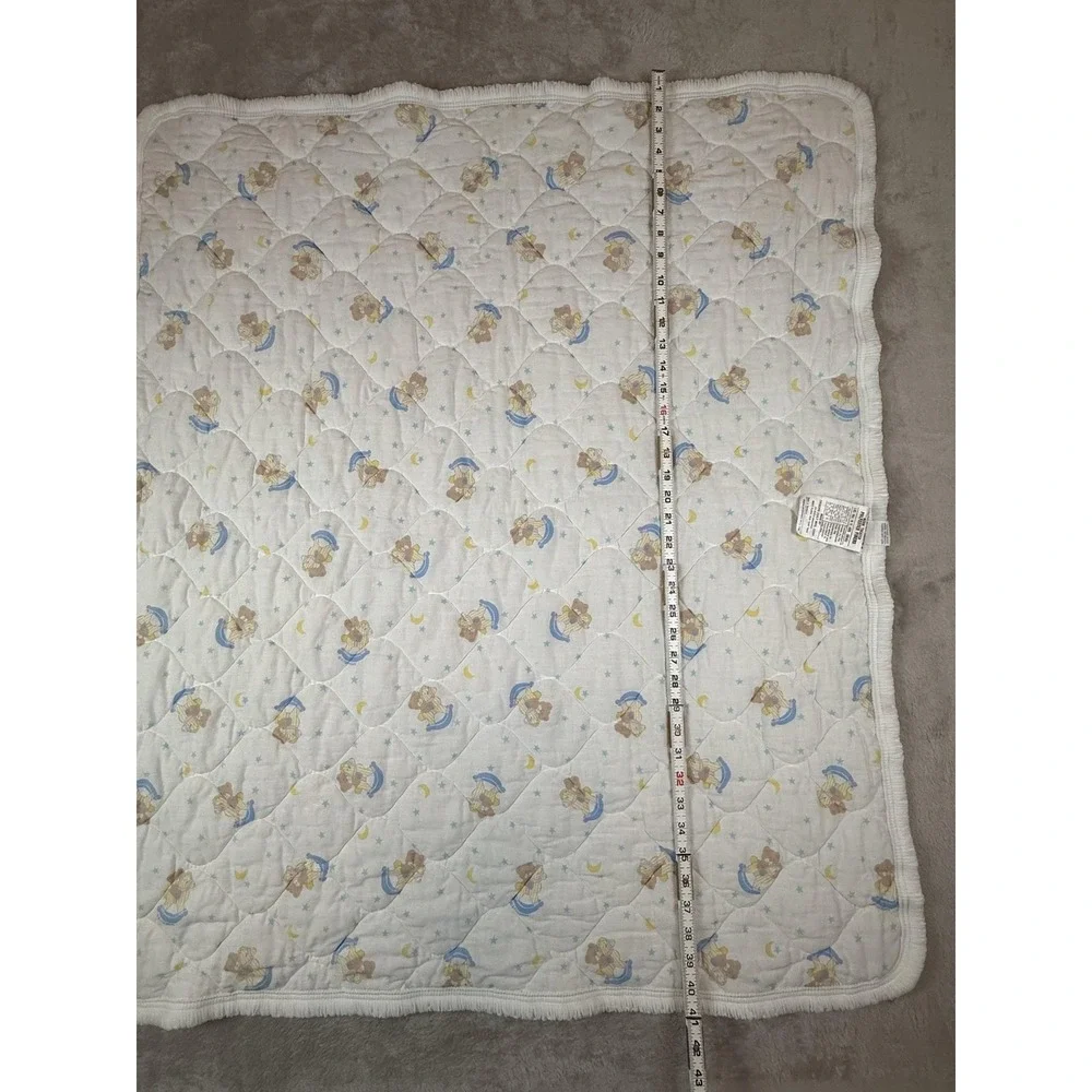 Vtg Triboro Baby Crib Quilt Teddy Bear Rocking Horse Boys And Girls White‎ USA